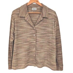 Chicos Design Striped Metallic Button Up Shirt Women's M